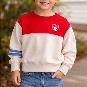 Vintage Polo Ralph Lauren Kids Sweatshirt 4TColorblock Red White Logo USA Patch